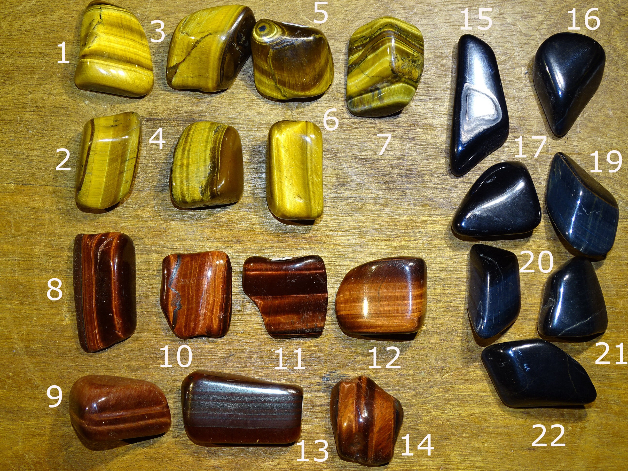 Oeil de Tigre, Oeil Faucon et Taureau, Sélection Pierres Roulées | Polies. de 3x3x2 cm Environ, Très