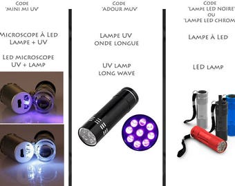 Choice of mini microscope lamp + UV/ 9 LED flashlight/ 9 LED UV flashlight/ Rediscover your minerals, stamps, coins, plants