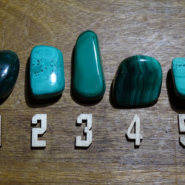 Malachite, 9 pièces roulées polies au choix, magnifique spécimen pour mettre dans la poche ou collection, soin, bijouterie. Qualité AAA