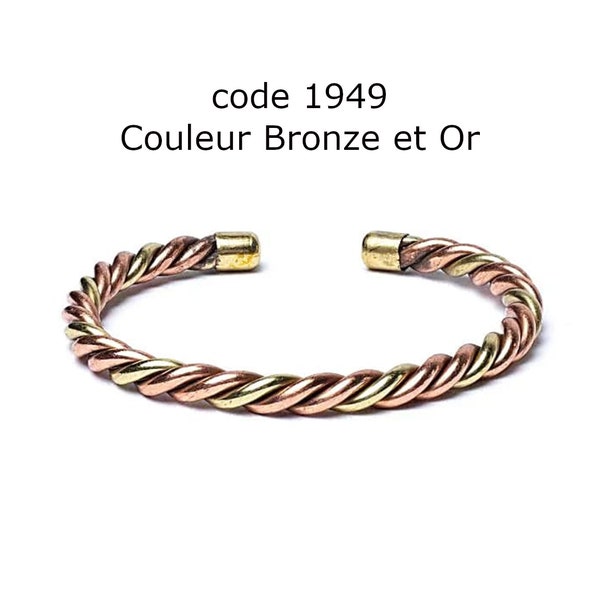Bracelets manchettes torsadés, composés de laiton et cuivre, 5 finitions au choix en bronze ou or, belle finition, jolie et élégant !