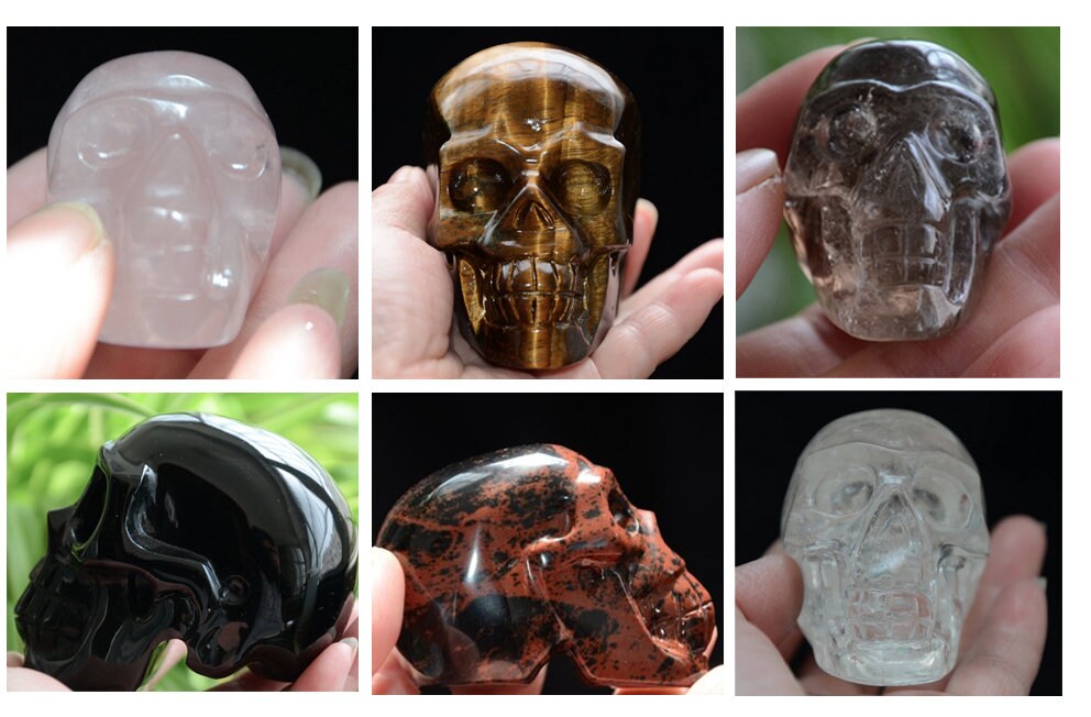 Cranes Xl, 4 à 15cm, Cristal de Roche, Fumé, Oeil Tigre, Obsidienne, Obsidienne Acajou, Quartz Rose.