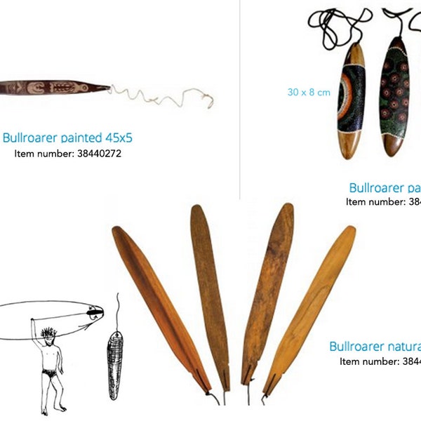 Sélection de Bullroarer ou rhombe Australien, plusieurs modèles au choix, de 30 à 45 cm, des sons purs et primitifs, authentiques et rares !