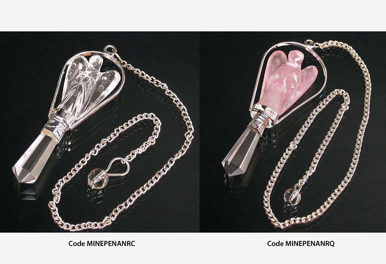 Pendule Ange en Cristal de Roche | Quartz ou Quartz Rose