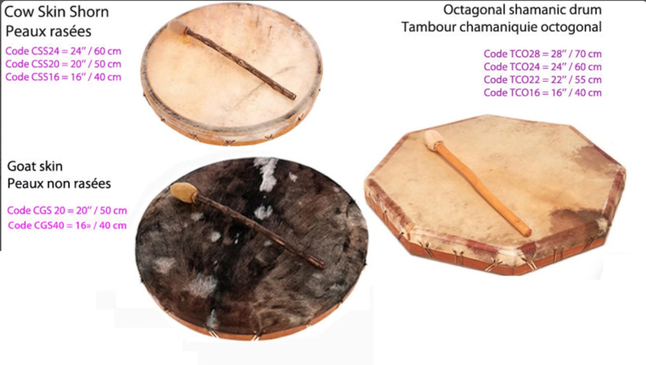 Shamanic Drums From 40 to 70cm 16 to 22'' With Suitable Mallets Very  Good Quality, Made According to the Rules of the Art Magical -   Canada