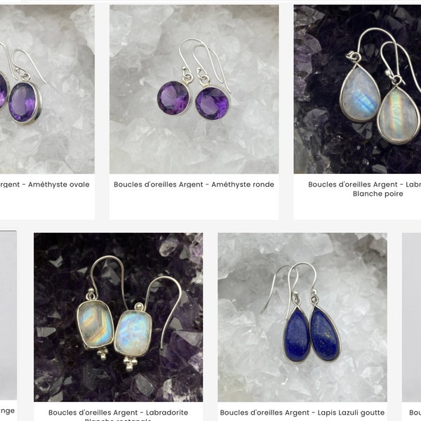 Boucles d'oreilles en Argent 925, en améthyste, labradorite blanche, lapis lazuli, turquoise, Magnifique qualité de pierres, cadeau parfait