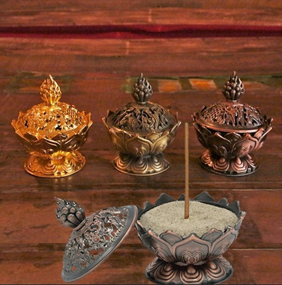 Encensoir / Brûle-encens Tibétain en cuivre et laiton - Encens en Résine -  S