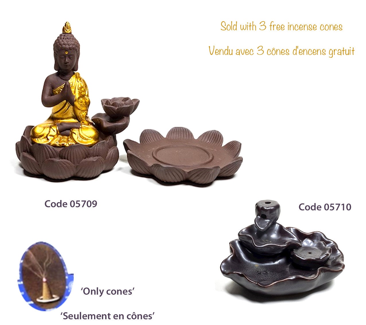 Encensoir, Brûleur d'encens à Refoulement. La Fumée Ne Monte Pas, Mais Descend sur 3 Plateaux en Cas