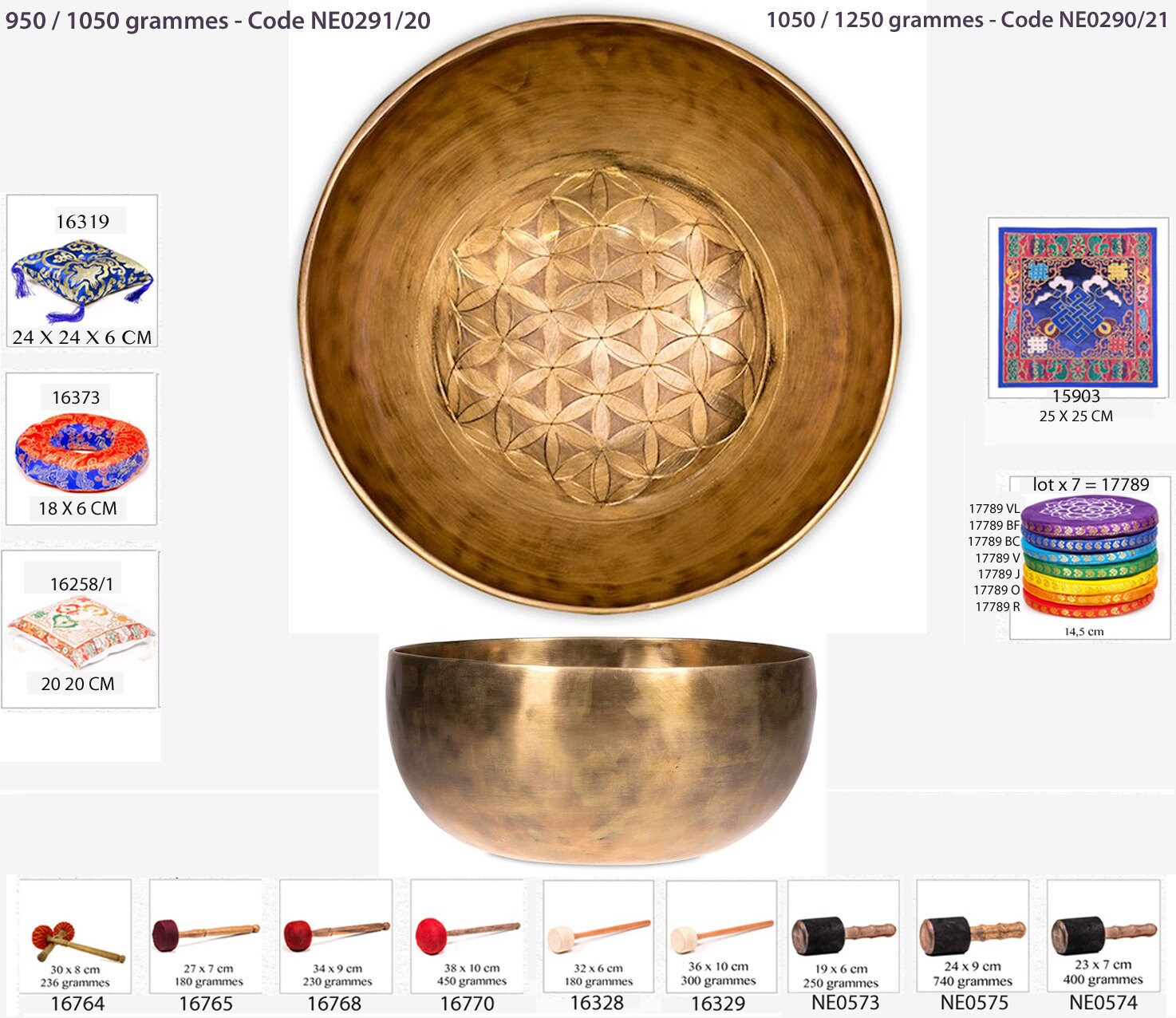 Bol Chantant Du Népal, 20 cm, Gravé d'une Fleur de Vie, Son Clair, Riche Palette d'harmoniques. Bol 