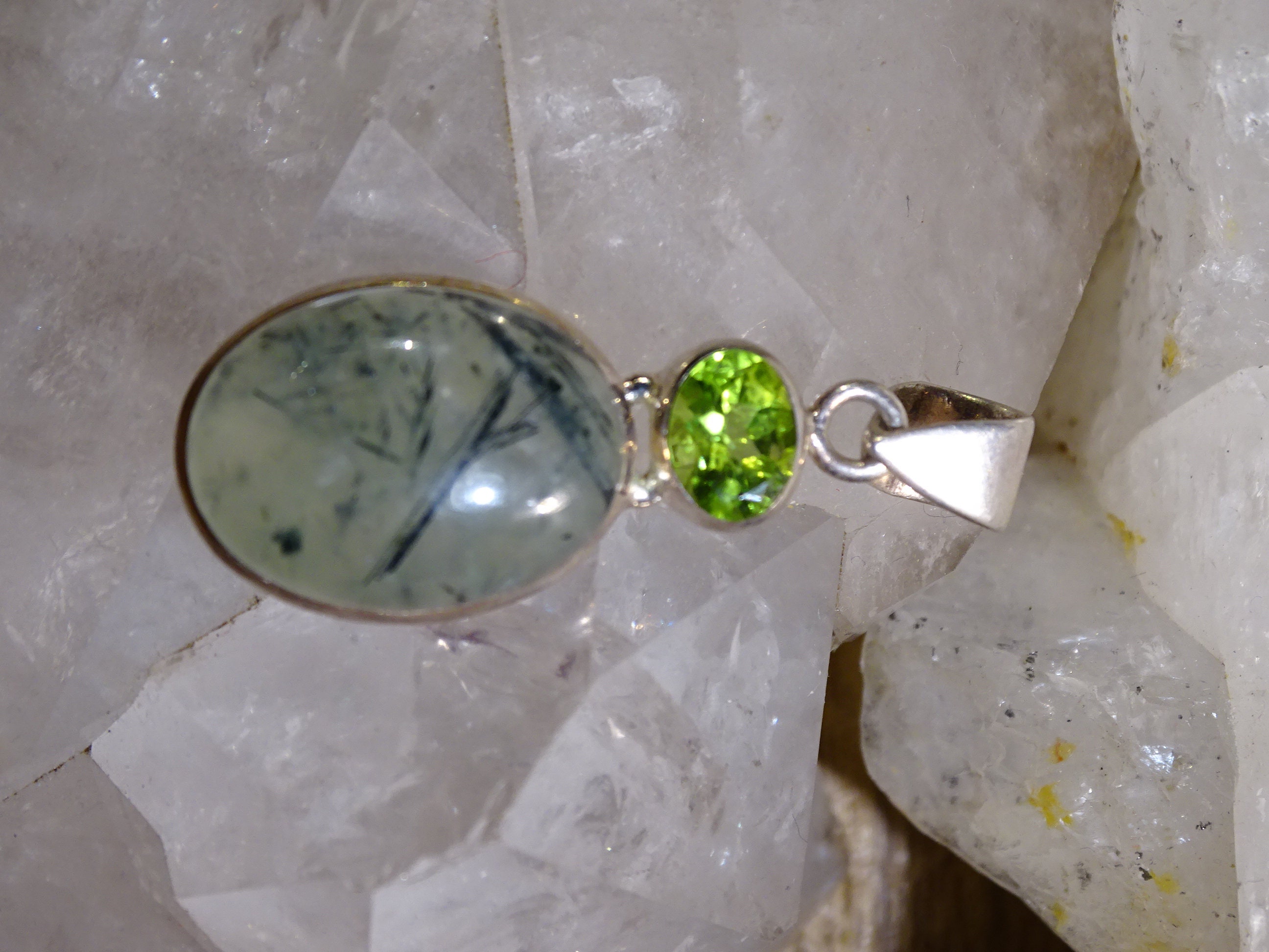 Prehnite Epidote Peridot Pendant Silver 925 Sold Alone or Etsy UK