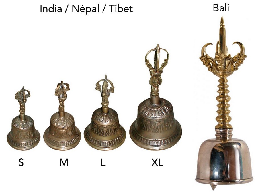 Cloches de Temple, Fait Au Népal, 4 Tailles Choix, 1 Modèle Bali, Rare. Parfait Pour La Méditation, 