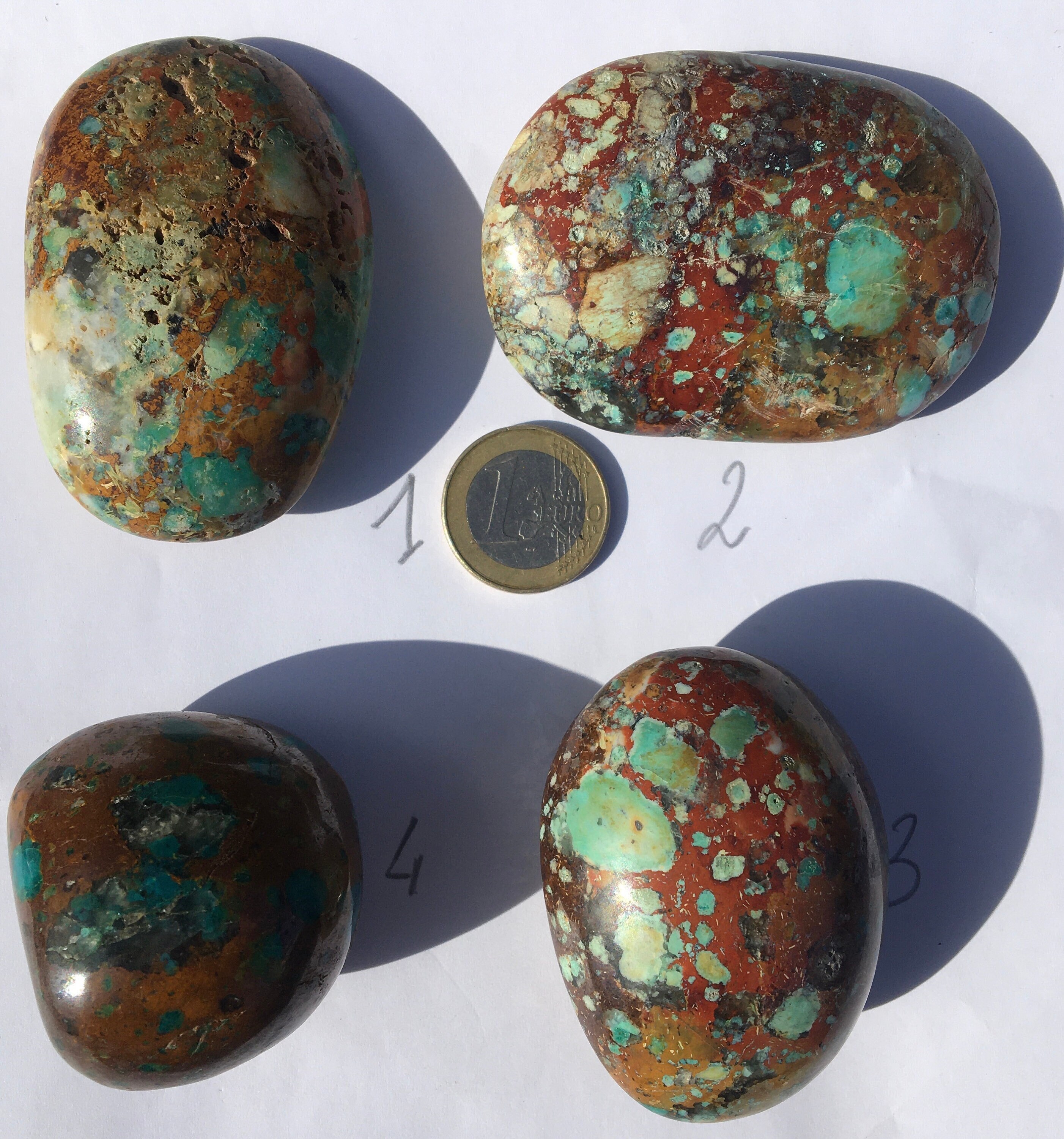 Chrysocolle, Sélection de Galets Somptueux, 4 Pièces Au Choix, Magnifiques Couleurs, Pierre Soulagem