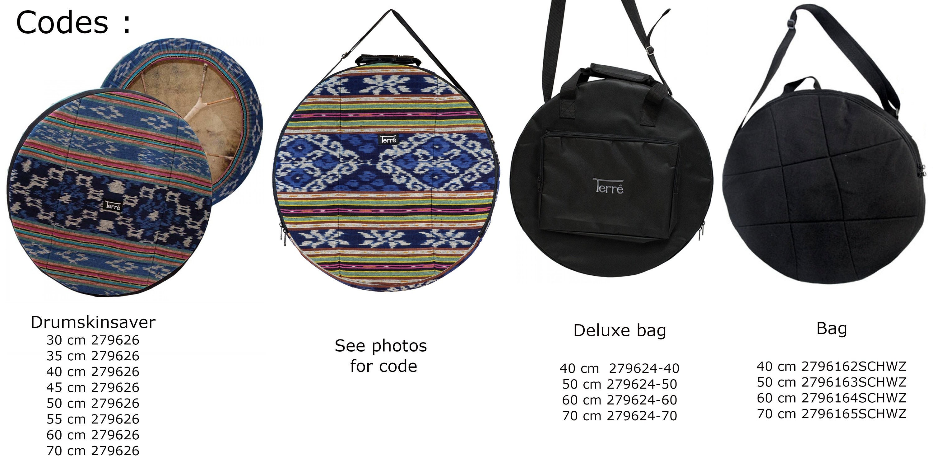 Housses/ Sacs de Transports Pour Tambour, 30 à 70 cm Diamètre, Convient Aussi Les Gongs. en Coton ou