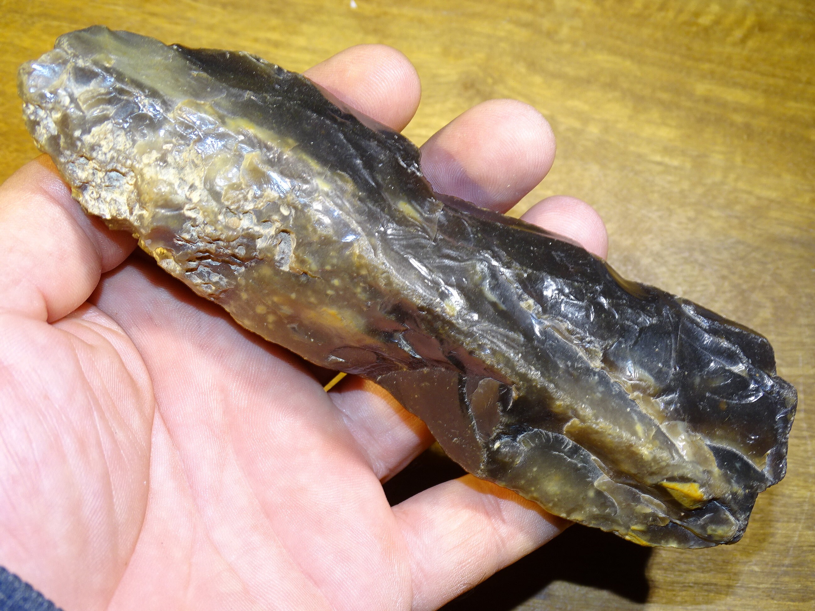 Nucleus, Silex Percuteur' Naturel en Forme de Manche, Trouvé France 1980 Vallée Creuse, Belle Pièce 