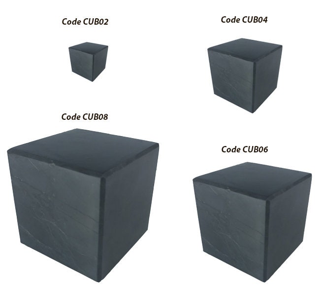 Shungite, 4 Tailles de Cubes 2, 4, 6, 8 Centimètres, Qualité Aaa | Certification, Parfait Pour Posé 