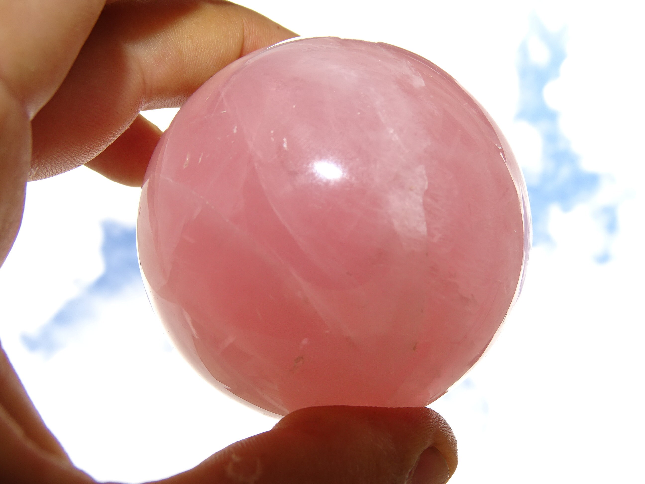 Sphères en Quartz Rose Naturelle et Véritable, 7cm de Diamètre, 505 Grammes, Très Belle Qualité. Pie