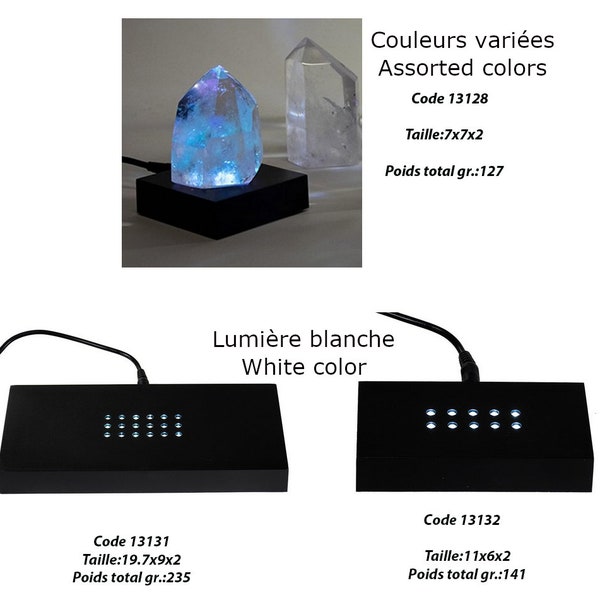 3 modèles de socles LED au choix, lumières blanche ou variée, parfait pour éclairer cristaux, articles en verres ... Ambiance ludique, top !