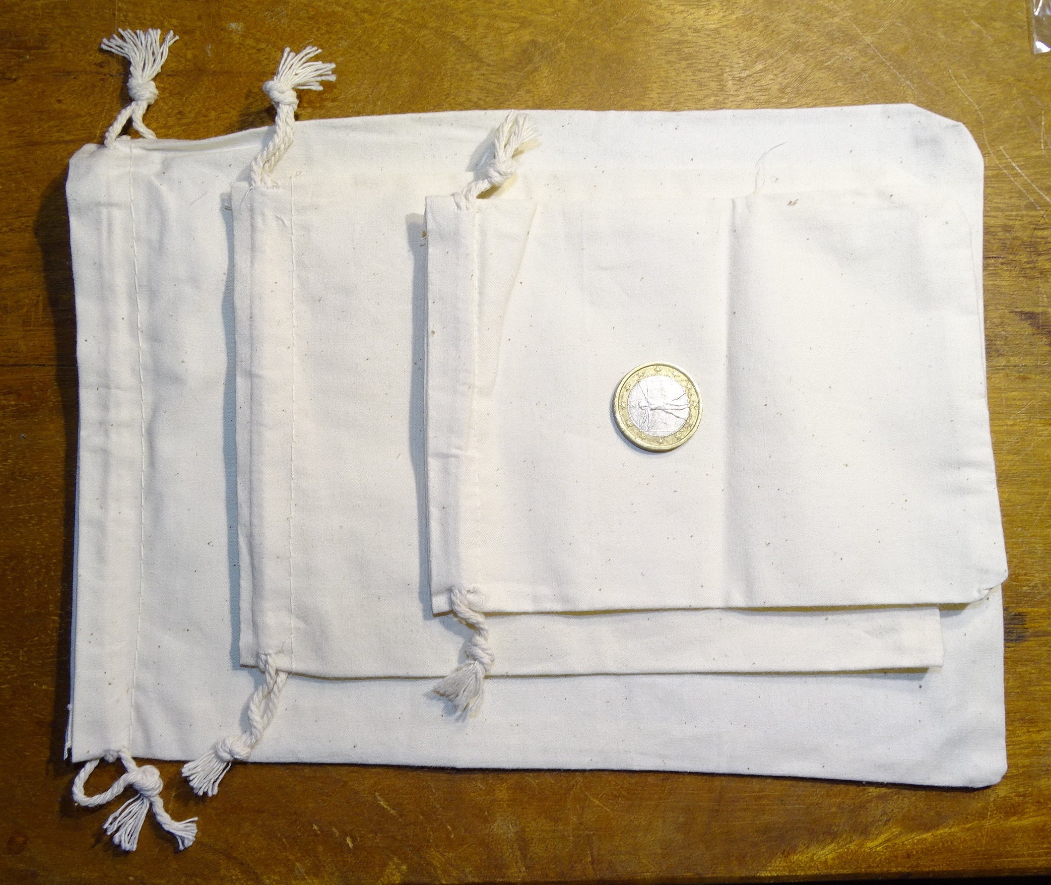 Sachet/ Bourse en Coton, Parfait Pour Offrir, Voyager, Protéger...3 Tailles Au Choix M = 10X14cm - L