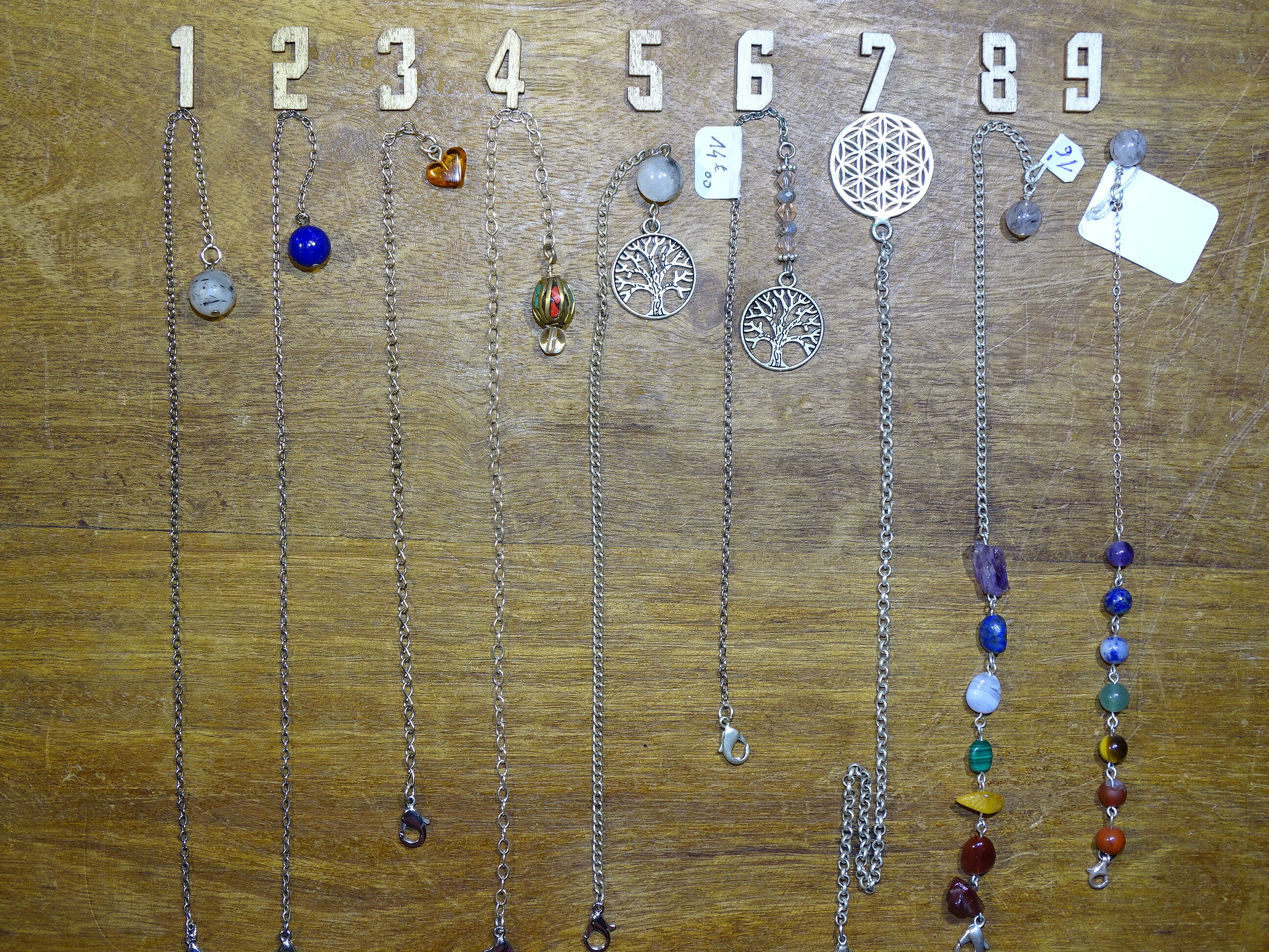 Chaines de Pendules Créer Par Gem et Zen, 9 Modèles Au Choix, 7 Chakras, Arbre Vie, Fleur Quartz Tou
