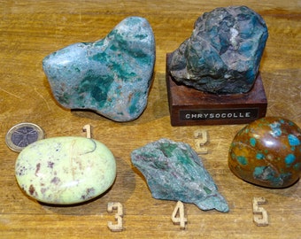 Chrysocolle, sélection de galets somptueux, 4 pièces au choix,  magnifiques couleurs, pierre de soulagement, d'expression, et de sérénité !