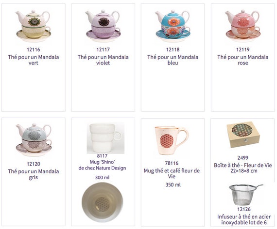 The Selection And Accessories Porcelain Teapots With Mandala Carved In Color Engraved Flower Of Life And Stainless Steel Infuser Mug