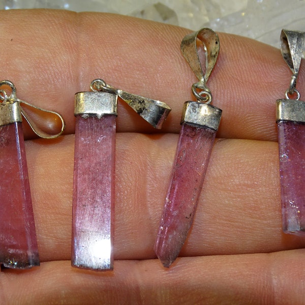 Watermelon or 'watermelon' Tourmaline pendants, cut in Pakistan, superb quality, an incredible pink. Magnificent, Silver finish!