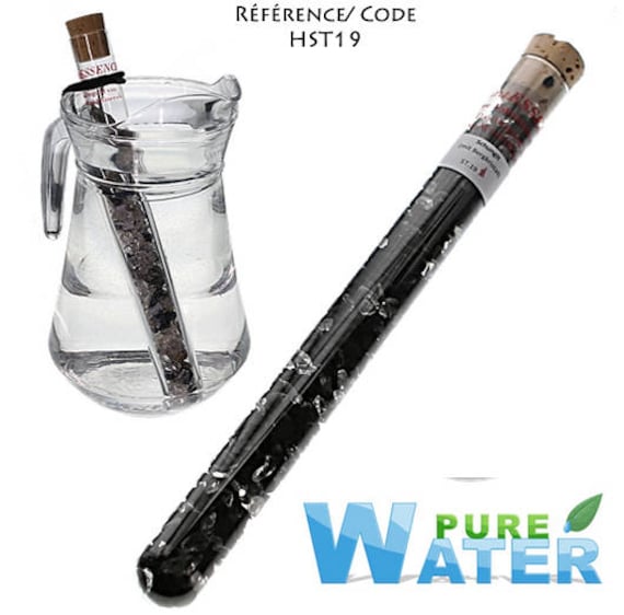 Bâton de Gemme Pour Purification L'eau Minérale Shungite + Cristal Roche, Tube en Verre 25cm Long, L