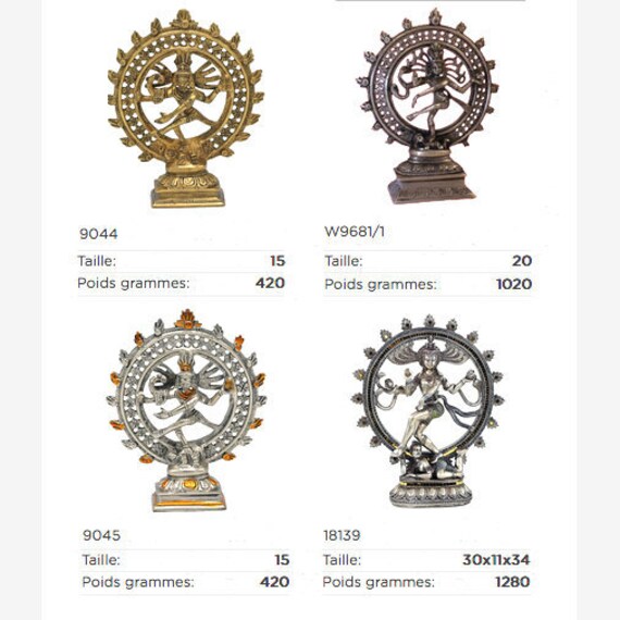 4 Modèles de Shiva Nataraj 450 à 1250 Grammes, 1 Modèle en Polyrésine. Très Belle Qualité, Une Statu
