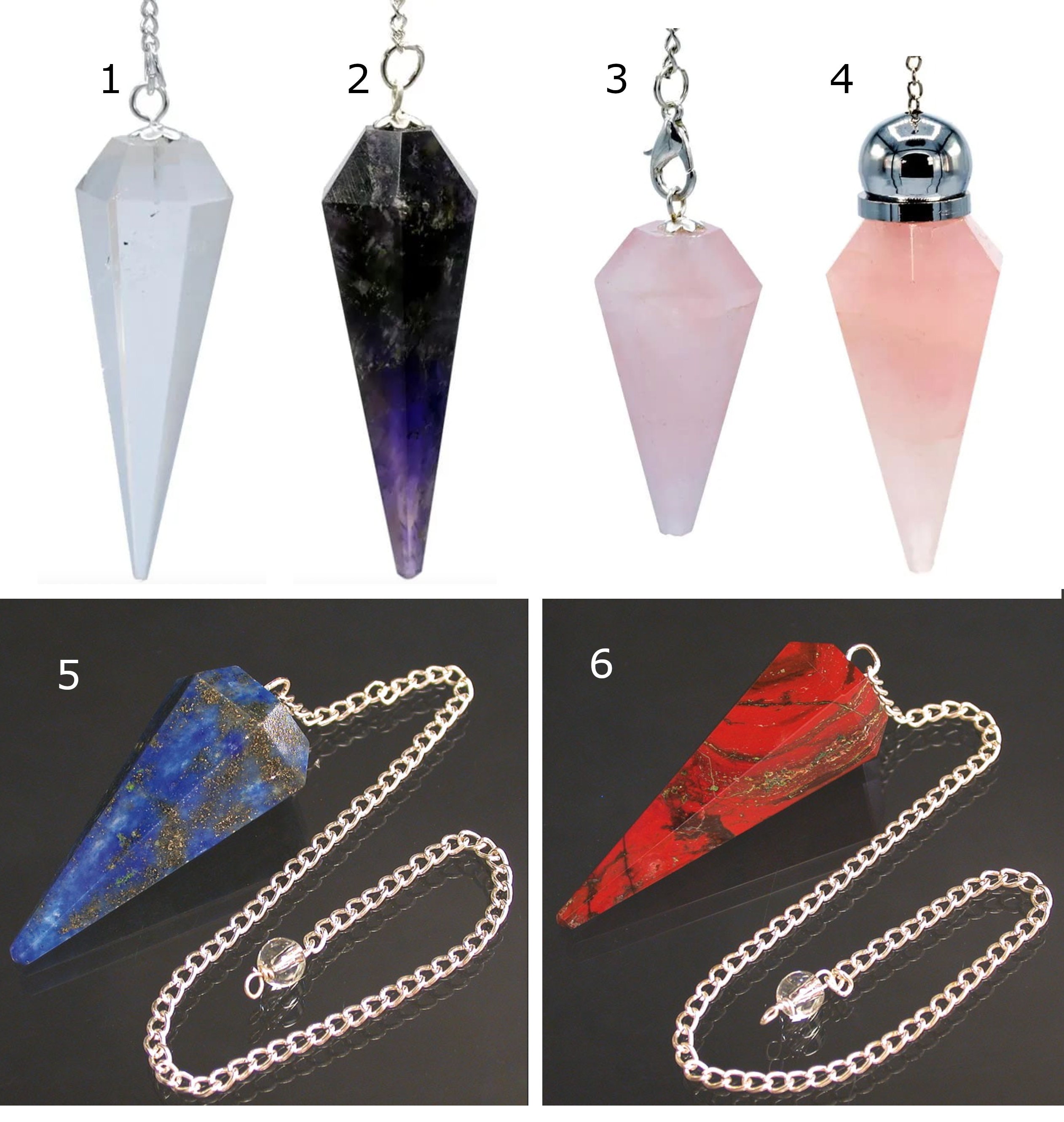 Pendule à Facettes avec Chainette, Très Belle Qualité, Divers Pierres Au Choix, Vendu Housse. Parfai