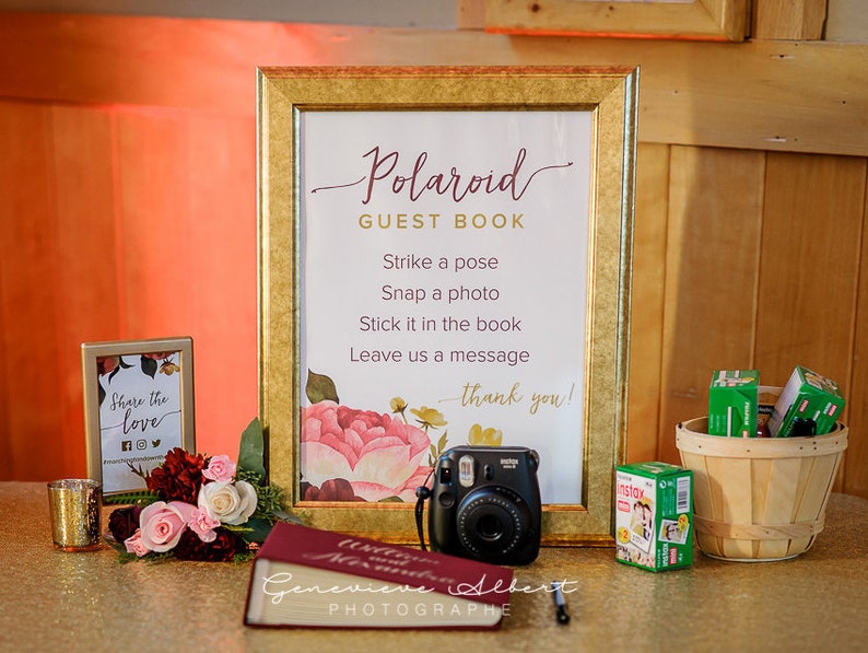 Photo Guest Book Sign, Instant Photo Guest Book Template, Photo Sign