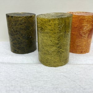 Turning Blanks, Amber, Moss, and Avocado colored resin with embedded fiber