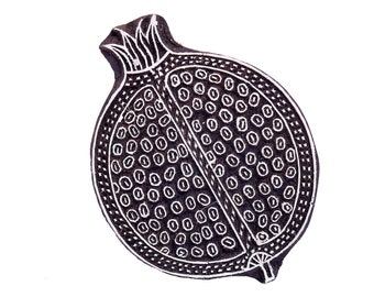 Pomegranate - wood printing block; pottery stamp; block print stamp; clay stamp; Indian stamp; hand carved stamp; batik stamp