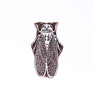 Moth wood stamp; Indian hand carved wood stamp; wood printing block; Pottery stamp; clay stamp