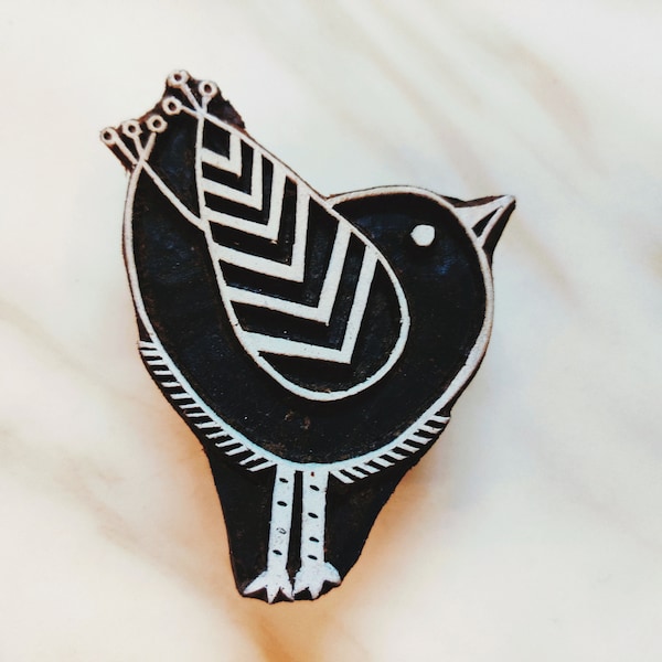 Cute bird - Hand Carved Wooden Stamp; Wood Block for Textile & Fabric Stamping, Pottery, Clay; Leather stamp