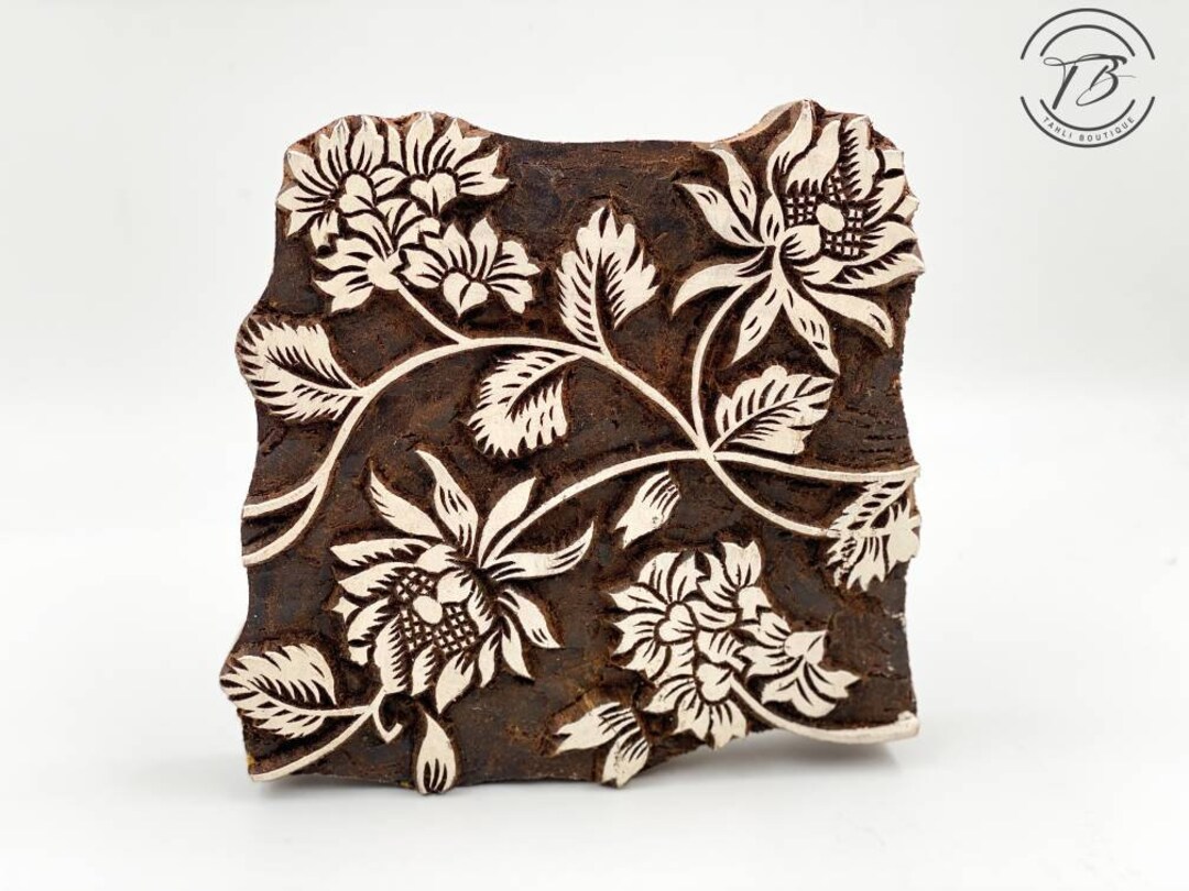 Pottery Stamp Indian Stamp Wood Printing Block Flower Stamp Hand Carved Stamp Batik Etsy