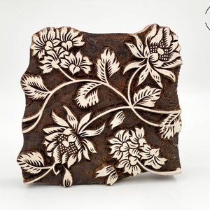 Pottery stamp; Indian stamp; wood printing block; flower stamp; hand carved stamp; batik