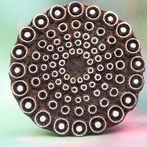 Tampon en bois indien rond sculpté à la main bloc de bois traditionnel pour Textile tissu estampage henné poterie bricolage