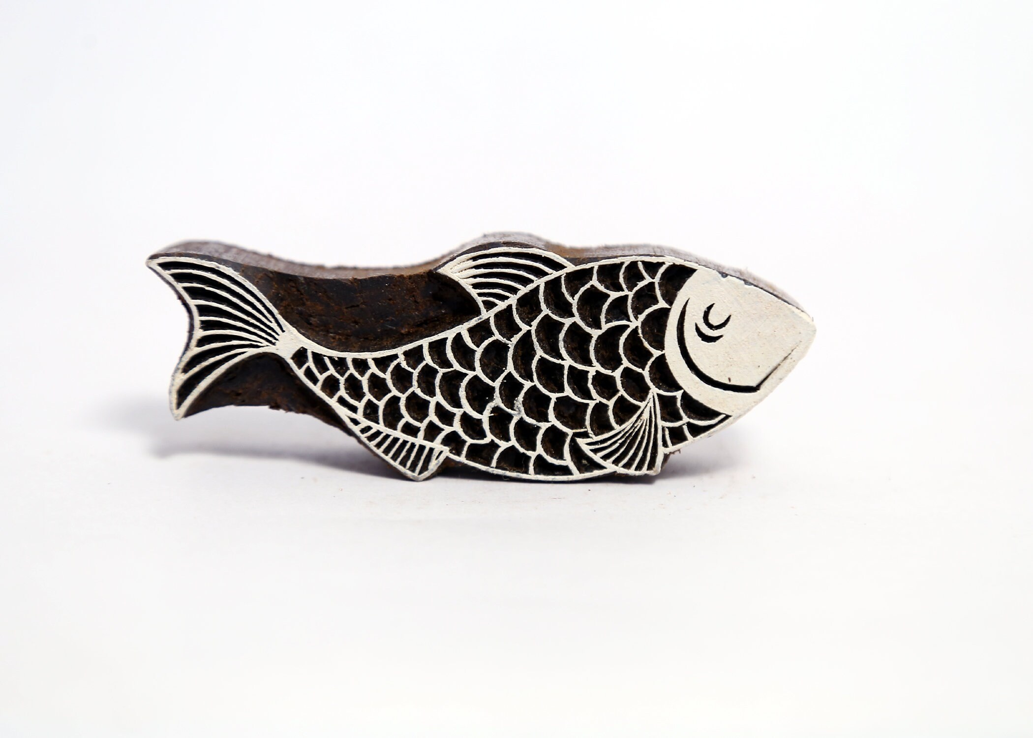Fish stamp wood printing block pottery stamp block print Etsy