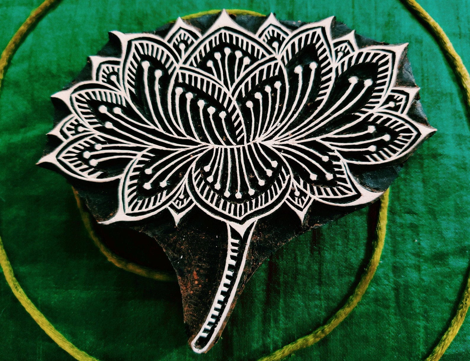 Lotus Stamp Pottery Stamp Indian Stamp Wood Printing Block Etsy Australia