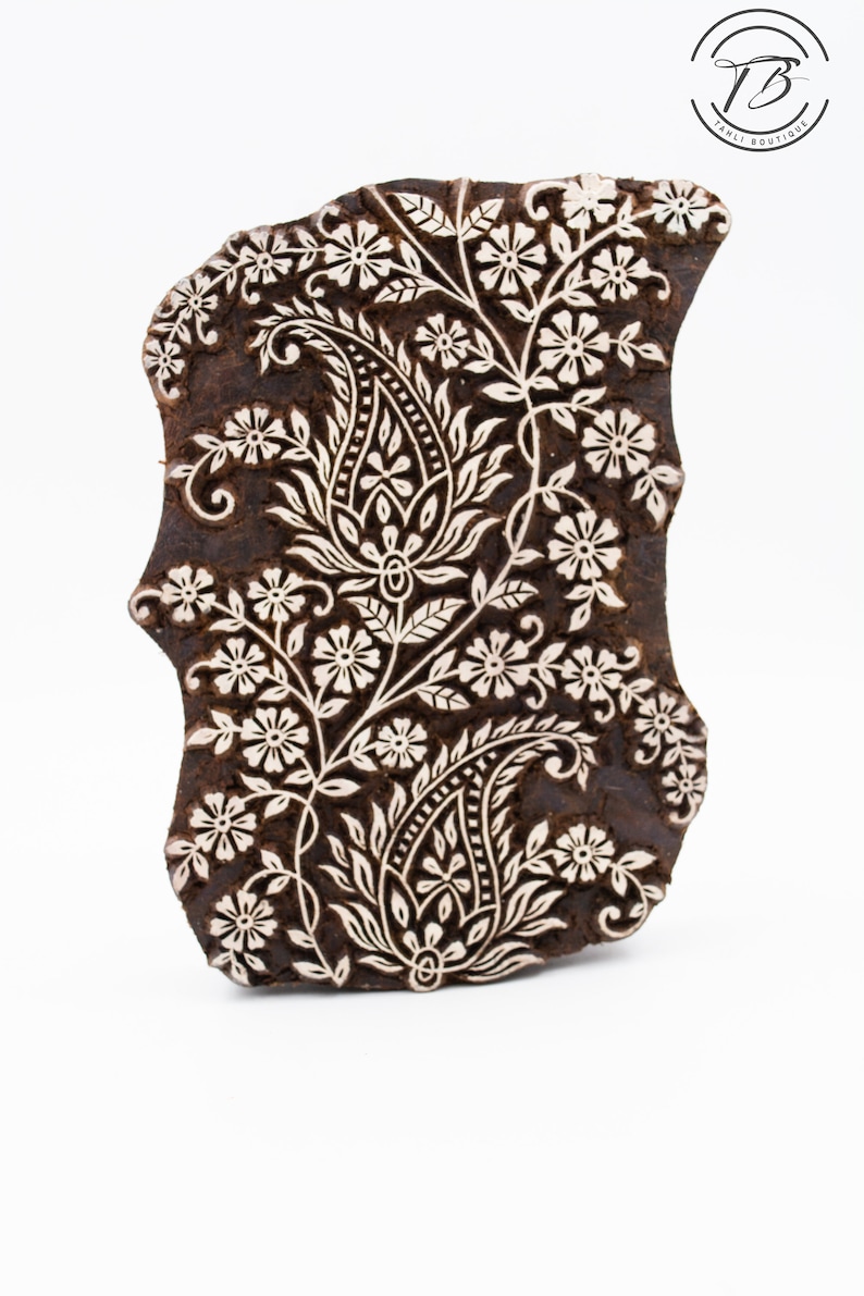 Paisley stamp Hand carved wood stamp Indian wood printing block Pottery stamp Textile stamp image 3