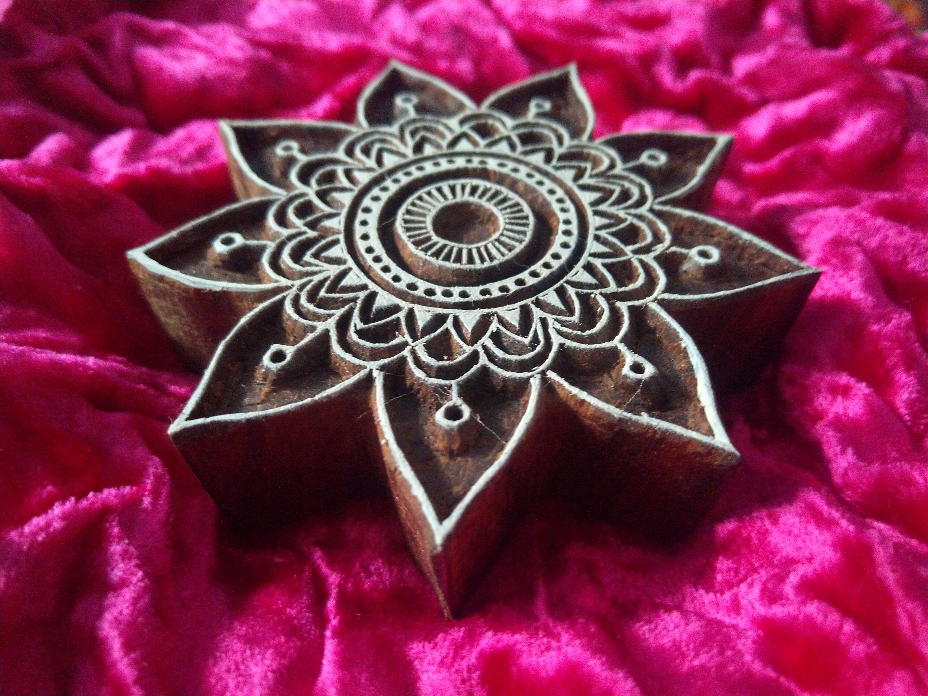 Holz Druckblock Mandala - Handgeschnitzter Textilstempel Für Stoff & DIY Projekte