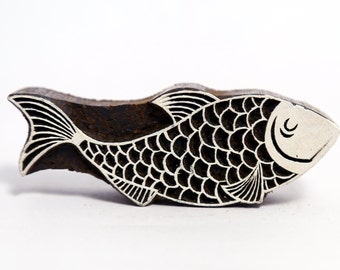 Fish stamp; wood printing block; pottery stamp; block print stamp; clay stamp; Indian stamp; hand carved stamp; batik stamp