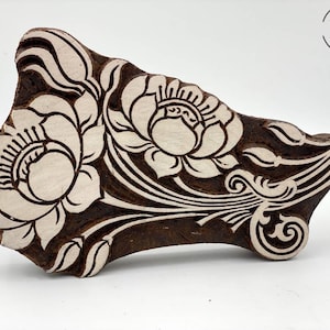 Timbro floreale; timbro di ceramica; francobollo indiano; blocco di stampa in legno; timbro intagliato a mano; batik