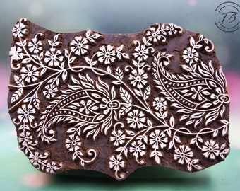 Paisley stamp; Hand carved wood stamp; Indian wood printing block; Pottery stamp; Textile stamp