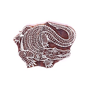 Timbro di coccodrillo; blocco di stampa in legno; timbro di ceramica; timbro stampa a blocchi; timbro di argilla; francobollo indiano; timbro intagliato a mano; francobollo batik