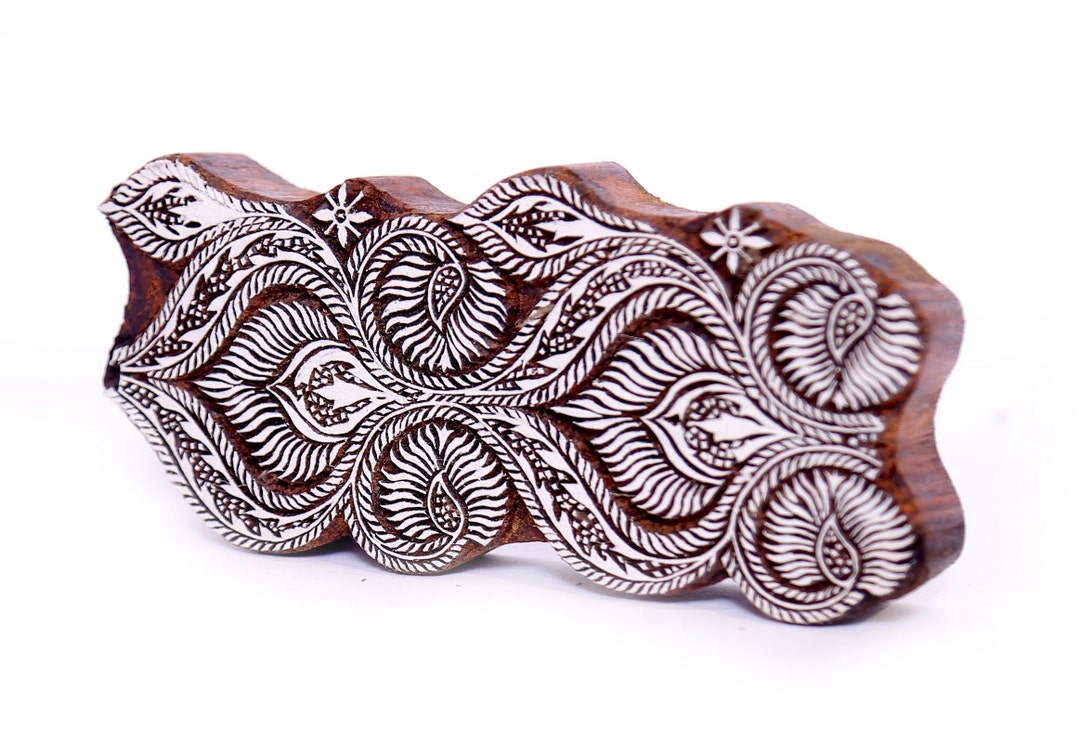 Border Block Hand Carved Indian Wooden Stamp Wood Block Etsy