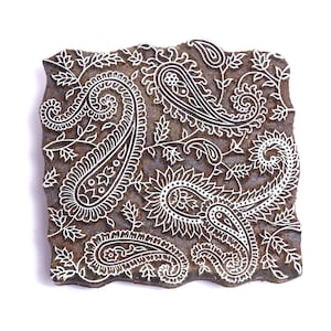 Blocco di stampa in legno con motivo Paisley; Timbro in blocco; Timbro in ceramica; Timbro per la stampa tessile; Timbro intagliato a mano dell'India; Tjap