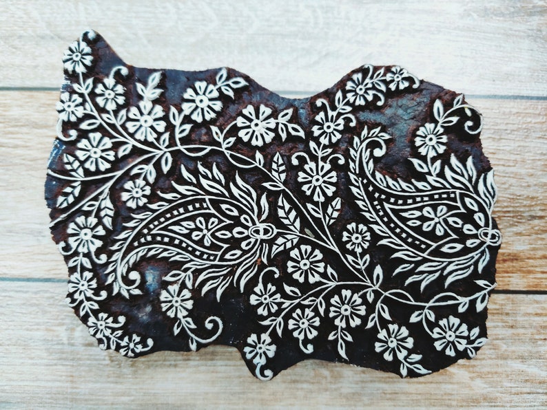 Paisley stamp Hand carved wood stamp Indian wood printing block Pottery stamp Textile stamp image 7