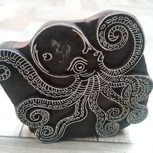 Cool Octopus Indian Hand Carved Wood Stamp Textile Printing Block ...