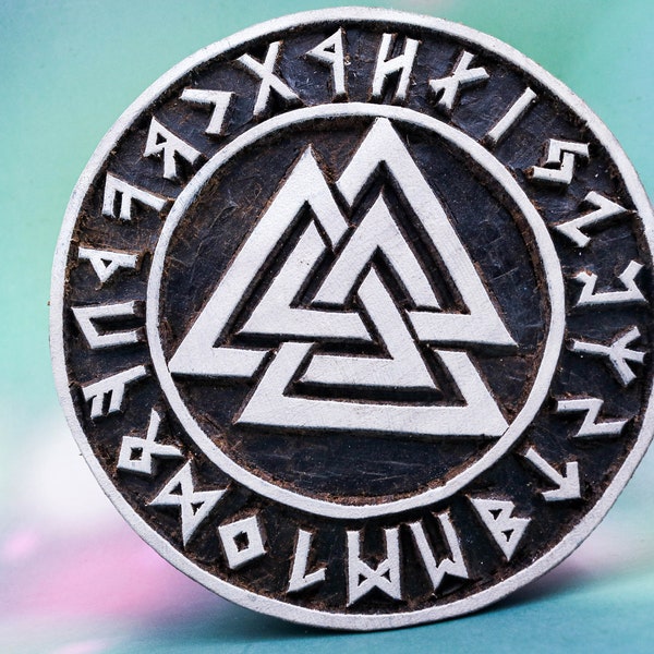 Pagan symbol Valknut hand carved wood stamp; Printing Block for Pottery, Clay, Ceramic, Leather