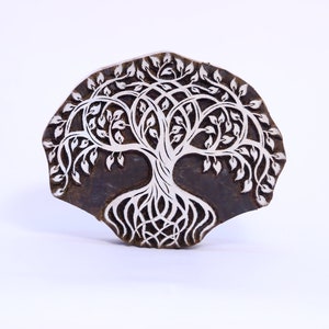 Tree stamp; Indian stamp block; hand carved wood printing block; textile stamp; Pottery stamp; batik stamp